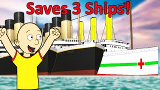 Caillou saves the Titanic, Britannic and Lusitania/Ungrounded