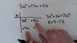Factorising a non monic quadratic using the grid method