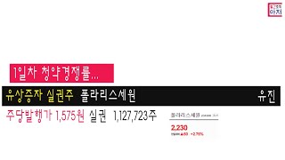 1일차 청약경쟁률... 유상증자 실권주  폴라리스세원 주당발행가 1,575원 실권  1,127,723주