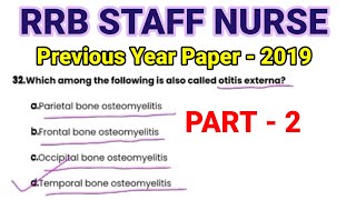 RRB Staff Nurse Previous Year Paper with Solution || Part - 2 ||