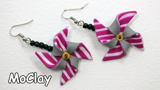 How to make DIY Pinwheel earrings - Polymer clay tutorial