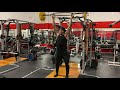 NFL Training with Chris Carson on 90 Degree Eccentric Isometrics Bottoms Up Trap Bar Overhead Press