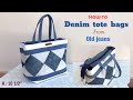 how to sew a denim tote bags with zipper tutorial, sewing diy a denim tote bags, denim projects.