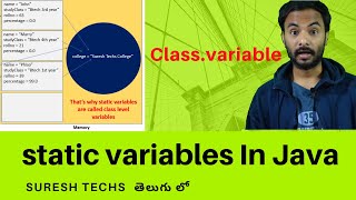 Java In Telugu | Chapter - 17 | Static variables in Java