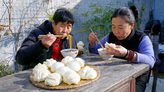 Chinese giant wok stew | village life