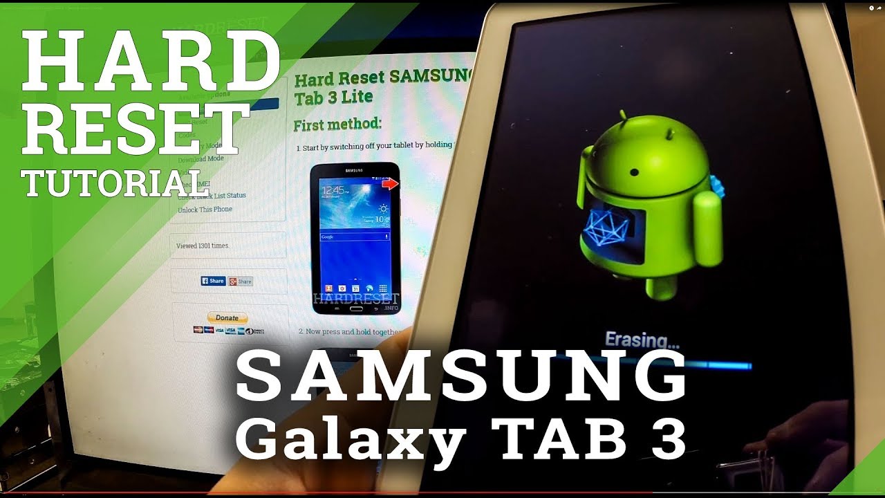 Hard Reset SAMSUNG Galaxy Tab 3 - Factory Reset Tutorial - YouTube