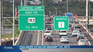 Texas toll rates to go up beginning 2019