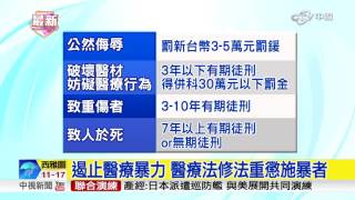 遏止醫療暴力 醫療法修法重懲施暴者│中視新聞 20170421