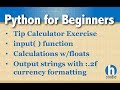 Python Tip Calculator Exercise using input()
