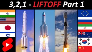 Rocket Launch Countdown⏱️- by Country (PT. 1) 🇰🇵 🇦🇺 🇷🇺 🇮🇳 🇮🇱 🇮🇷 #shorts