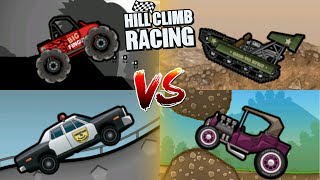 Hill Climb Racing Big Finger VS Super Offroad VS Police Car VS Hot Rod