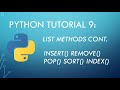 Python Tutorial 11: List Methods Continued