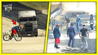 قراند 5 | مطاردة بين الشاحنات والسياكل 🔥 ومصارعة 3ضد3😍| GTA 5 Parkour