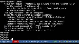 power calculation in python haskell javascript 2 ** 3 = 8