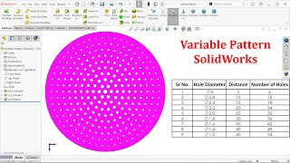 Variable Pattern with Pattern Table in SolidWorks