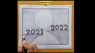 New year drawing 2022 pencil sketch Tutorial | #shorts