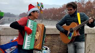 Sous le ciel de Paris accordion guitar ponte sisto roma  パリの空の下 アコーディオン ギター ローマ トラステーヴェレ