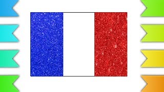 France Flag Glitter Colors Drawing | Flag Draw and coloring Glitter | Drawing Colors for Kids | HD