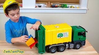Bruder Garbage Truck Surprise Toy Unboxing! | Kid's Cranes & Construction Vehicles | JackJackPlays