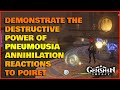 Demonstrate the destructive power of Pneumousia annihilation reaction to Poiret Genshin Impact