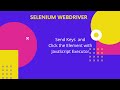 Click the Element with JavaScript executor | SendKeys to the element with JavaScript executor |