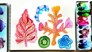 Watercolor Floral Painting Step By Step - Colorful Underwater Plants Ideas  How to Paint