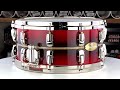 pearl masterworks 스네어드럼 14x6.5 red reverse burst with natural pin stipe over tamo 펄 마스터웍스