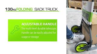 LoadIt 130 KG Heavy Duty Aluminium Sack Truck, Folding Sack Truck and Sack Barrow with Bungee Cord