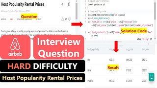 Airbnb Data Analytics/Science Interview Question SOLVED with Python Pandas | Hard Difficulty