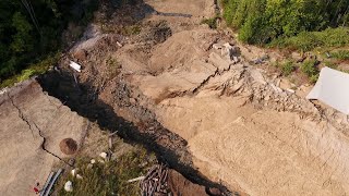 Drone video shows landslide blocking Presumpscot River in Westbrook