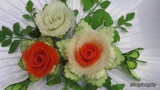 Most Satisfying Rose Vegetable Designs – How to Carve Flowers from Carrot, Radish & Zucchini