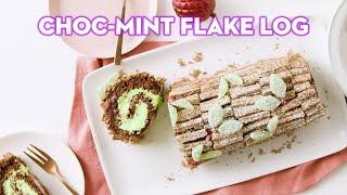 Choc-mint yule log with Flake bars | taste.com.au