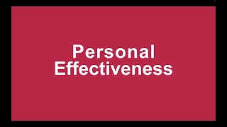 Personal Effectiveness