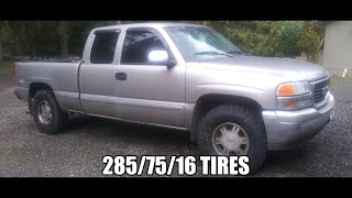 2001 GMC Sierra 1500 on 285/75/16 tire recappers