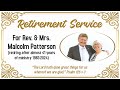 Retirement Service for Rev. & Mrs. Malcolm Patterson | Acts 20 | Rev. Dr. Alan Robinson