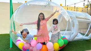 شفا تحدي 24 ساعة في أكبر  بيت فقاعة شفافي في العالم ! 24hours in biggest bubble house