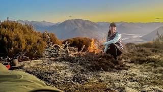 Alone at the Top of a Mountain - Camping Under the Stars with a Huge Campfire and Incredible Views