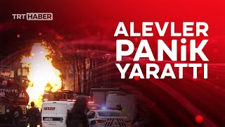 Ankara'da patlayan doğal gaz borusu alev aldı