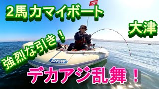 三浦半島大津、2馬力マイボートでデカアジ乱舞