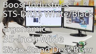 Boost Industries STS-DR35 White/Black Ergonomic Sit-to-Stand 35-Inch Desk Riser.