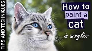 How to paint a cat in acrylics | Painting realistic fur in acrylics