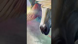 Surrealism. Fantastic Horse Portrait Oil Painting. Animal Painting