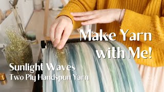 Make Yarn With Me! 🌊 Sunlight Waves Two Ply Yarn ☀️ Carding \u0026 Spinning Yarn | Relaxing ASMR \u0026 Jazz