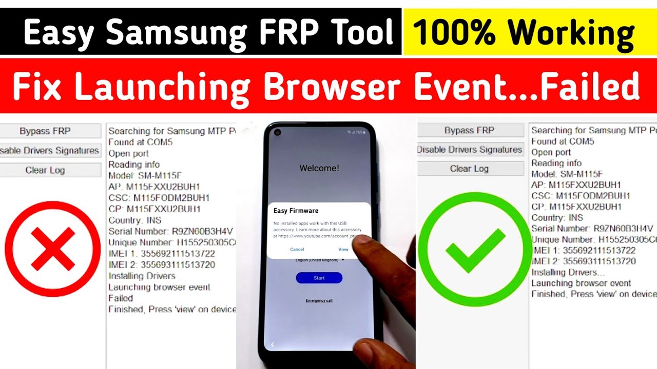 Fix Launching Browser Event...Failed || Easy Samsung FRP Bypass Tools ...