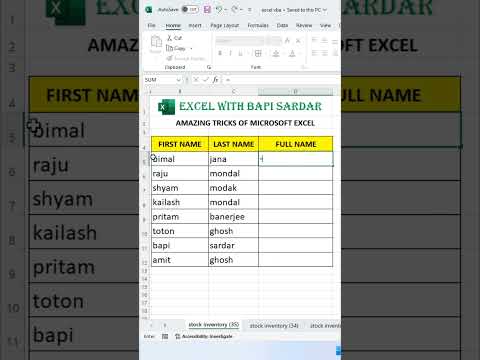 Combine First Name & Last Name | Amazing Microsoft Excel tricks | #msexcel #excel #exceltricks