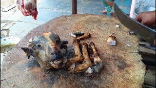 बकरी का सिर कटिंग మేక తలకాయ కటింగ్ goat head cutting mutton cutting #indianstreetmarkets #howtocut