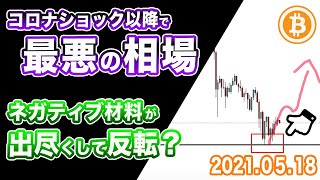 【仮想通貨】コロナショック以降最悪！しかし、ネガティブ材料出尽くして反転するか？今の相場をどう捉えるべきかを説明します【BTC 仮想通貨相場分析・毎日更新】