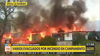 Violento incendio en campamento en La Florida