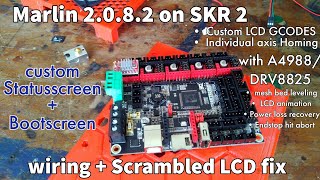 32 bit Motherboard for 3D printer [SKR2 Marlin 2.0.8.2 configuration, wiring \u0026 scrambled LCD Fix]