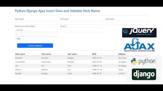 Python Django Ajax Insert Data and Validate Nick Name